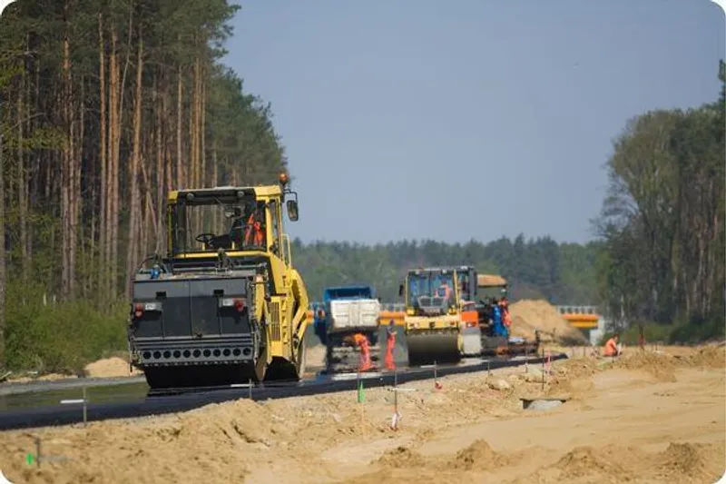 Rollers on street construction site