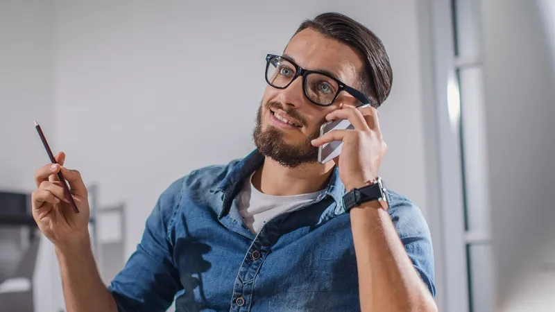 Project procurement manager on phone