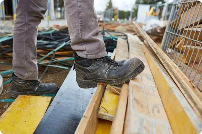 Safety boots on a construction site